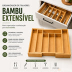 Organizador de Talheres Expansível em Bambu - Gaveta Organizada em Segundos