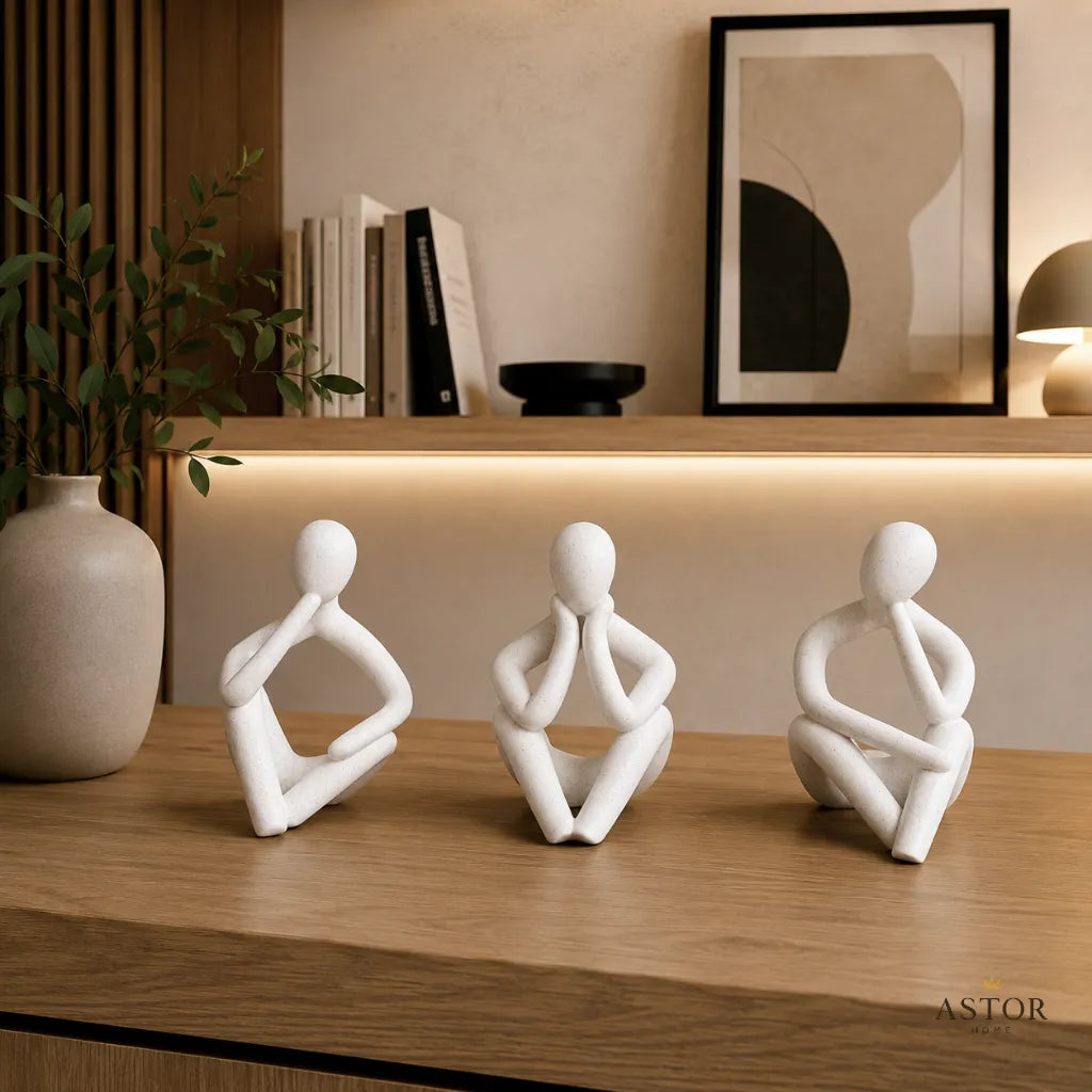 Kit 3 Esculturas Minimalistas Decorativas para Ambientes Sofisticado