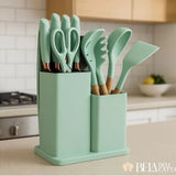 Kit Utensílios de Cozinha 19 Peças em Silicone com Facas - Preço Promocional!!!!