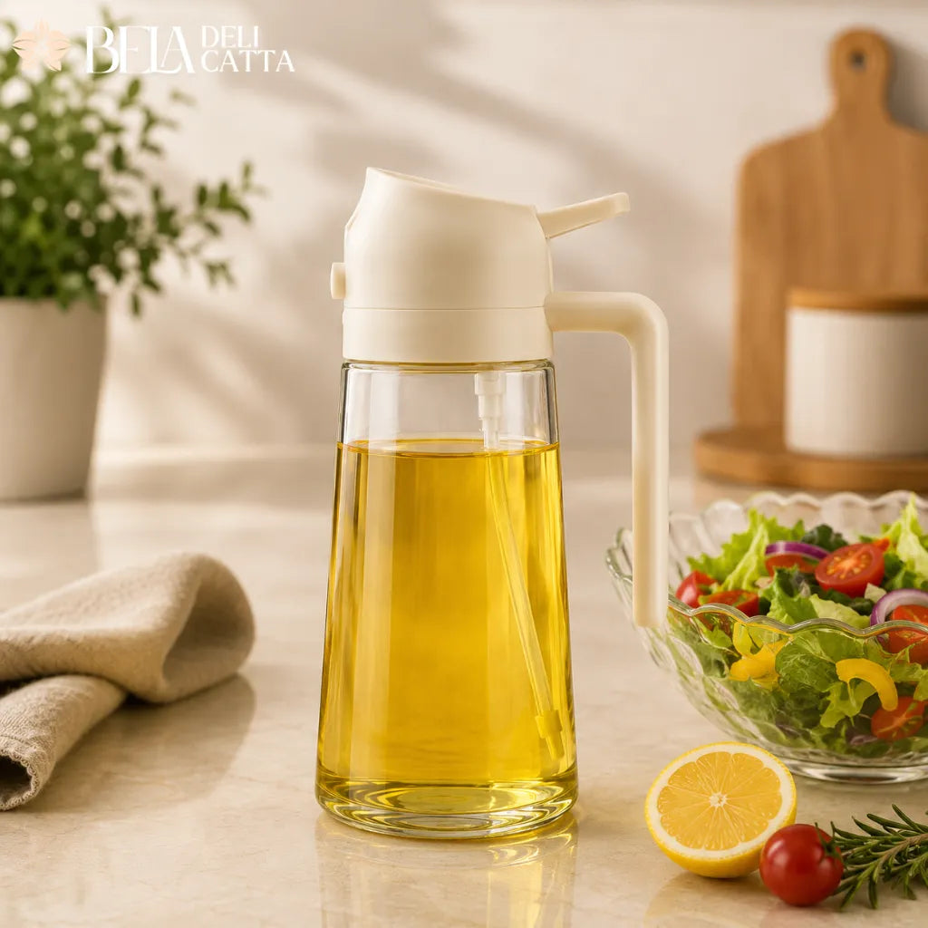 Galheteiro 2 em 1 Spray e Bico Dosador para Azeite e Vinagre - Mais Praticidade na Cozinha